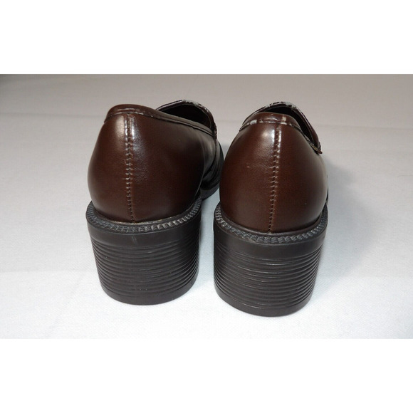 Vintage Mudd Penny Loafer Heels Chunky Sz 8 Amsden Shoe Y2K 90s Brown Block READ - Picture 3 of 16
